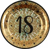 Verjaardag feest bordjes leeftijd - 10x - 18 jaar - goud - karton - 22 cm - rond