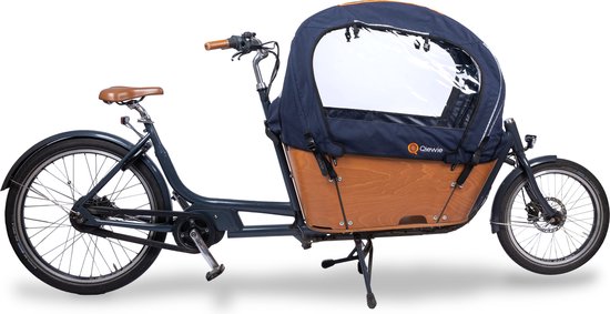 Foto: Regentent superior blauw inclusief stokkenset alleen geschikt voor de babboe city bakfiets qiewie