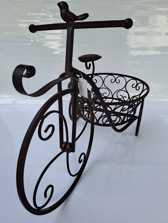 Fiets metalen plantenstandaard Europese stijl met 3 niveaus IJzeren fiets driewieler Bloempotrek Display plank Tuin Balkon Home Outdoor Decor,White