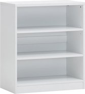 Lage open kast Roan Wit - Breedte 72 cm - Hoogte 84 cm - Diepte 36 cm - Met planken - Met openslaande deuren