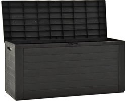 Happyment Tuinkussenbox XL - Opbergbox - Waterdicht - Met deksel - Grijs - Voor binnen & buiten - Tuinbox - 280L - 117CM