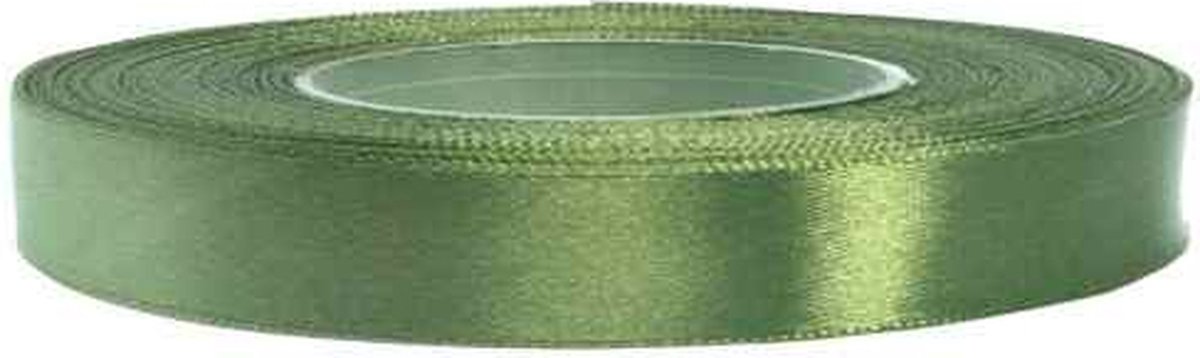 Hobbygroep satijnlint cadeau lint 12 mm 32 m kaki groen luxe.