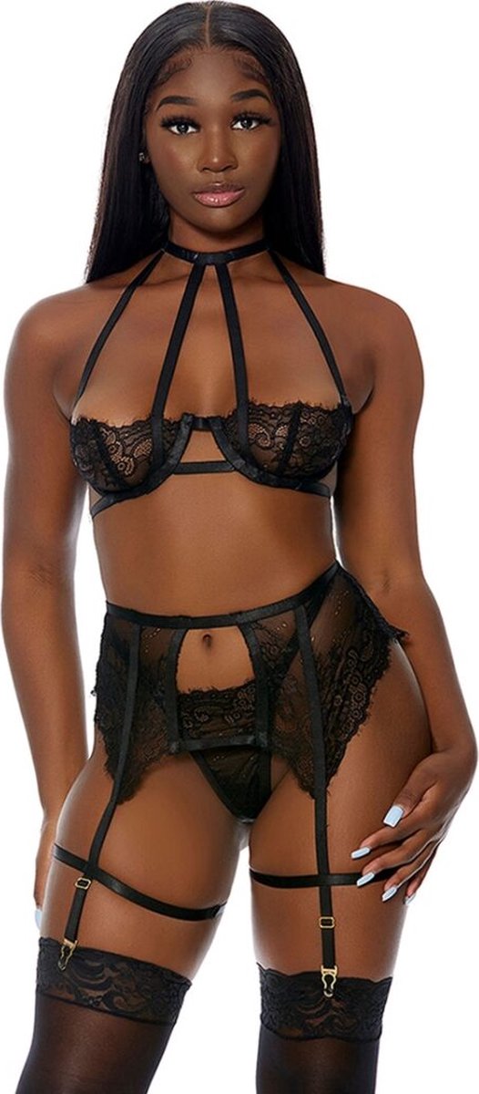 Goedkoopste Forplay In Full Bloom - Lingerie Set black S
