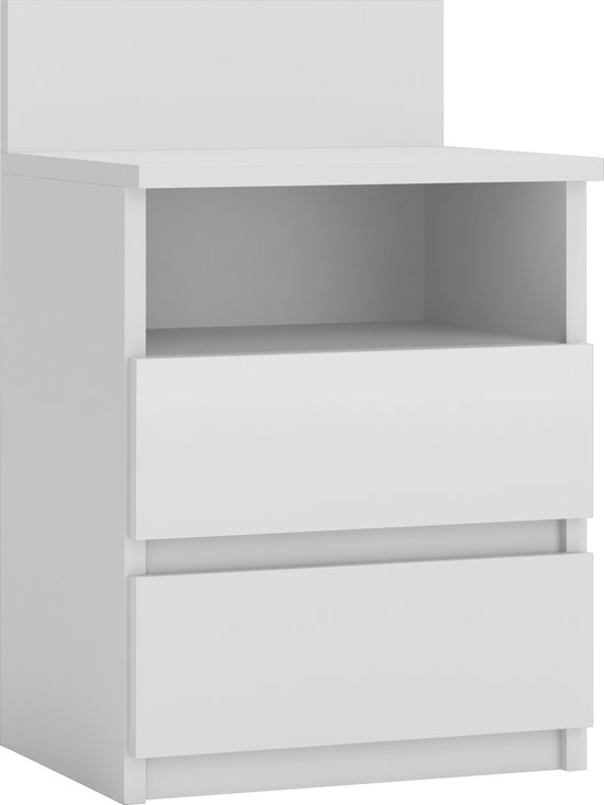 Nachtkastje met lades - planken - Wit - 40 x 59 x 32 cm