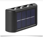 6x Solar Wandlamp - Buiten - Zonne-energie - 6 LED's - Set van 6 Stuks - IP65 - Op en neer lichtgevende verlichting - Warm licht - Waterdicht