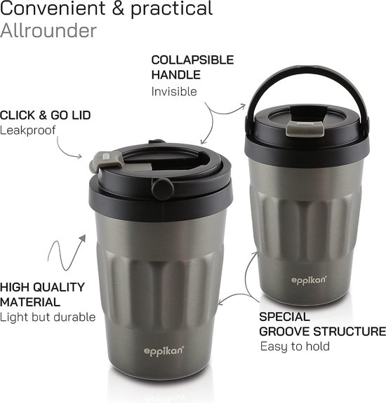 Set van 2 greenrelation clicktumbler 400ml thermosmok roestvrij staal vacuümmok Coffee to Go thermische mok