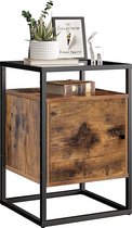 Rootz Table de Chevet pour Lits Boxspring - Table d'Appoint - Table en Verres avec Armoire - Chambre - Glas - Design Industriel - Vintage - Marron Foncé - 40 x 40 x 60 cm