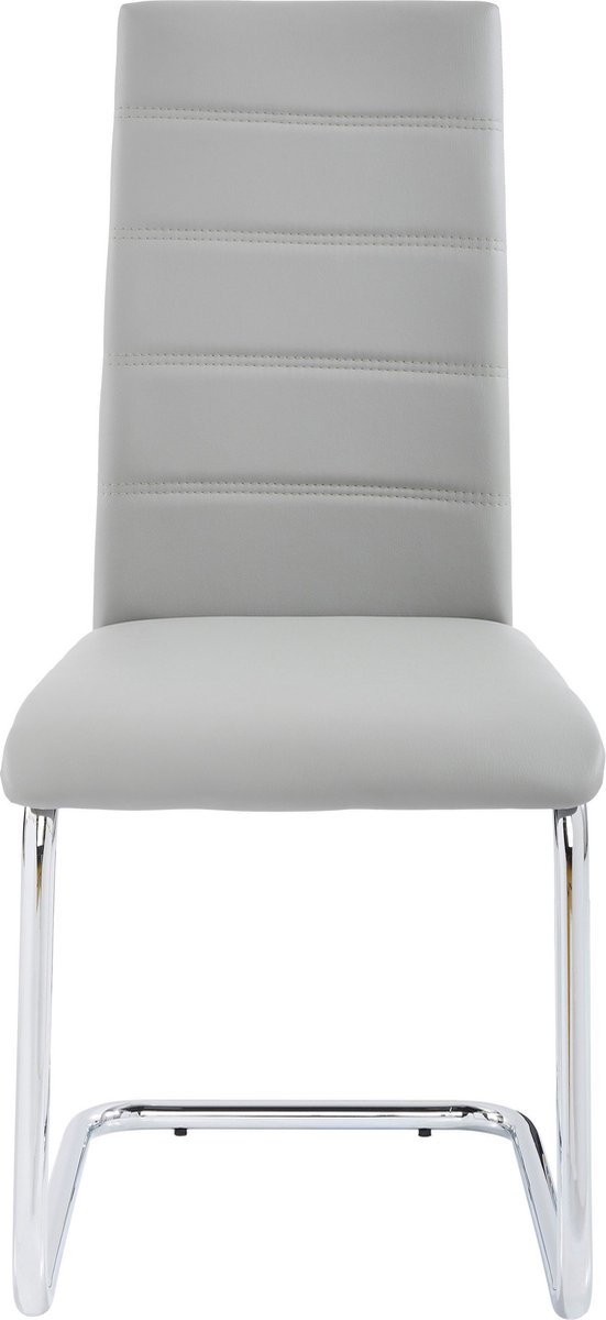 Adora-Stoel - Lichtgrijs Chroom - Set van 4
