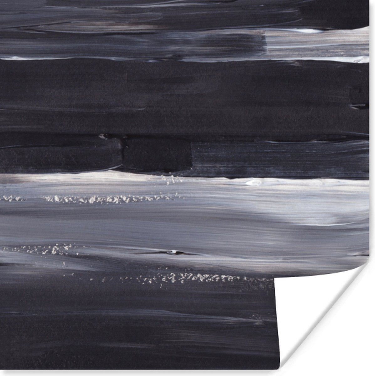 Poster Verf - Abstract - Zwart - 75x75 cm