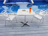 MYLIA Tuinset tafel en stoelen van aluminium - kleine vierkante tafel en twee stoelen - MONTMARTRE L 70 cm x H 72 cm x D 70 cm