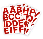Letter stickers / Plakletters - Stickervellen Set - Rood - 6cm hoog - Geschikt voor binnen en buiten - Standaard lettertype - Glans
