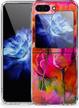 Smartphone hoesje Geschikt voor Samsung Galaxy Z Flip 5 Silicone Case Tulips