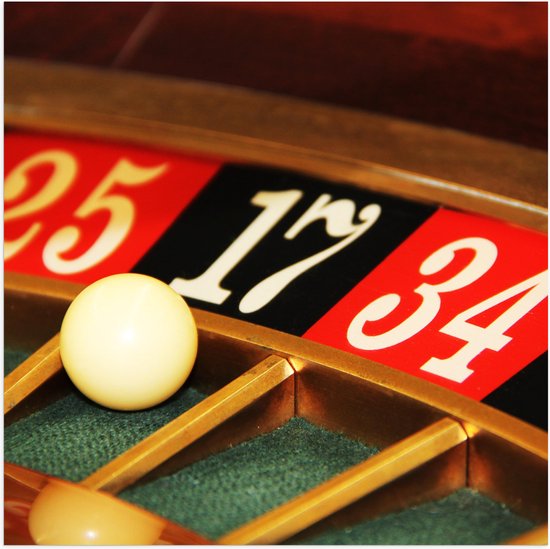 Poster (Mat) - Bal in Roulette Bord - 50x50 cm Foto op Posterpapier met een Matte look