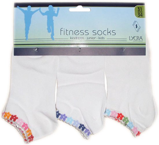 Meisjes enkelkousen fitness fantasie croquettes - 6 paar gekleurde sneaker sokken - maat 35/38