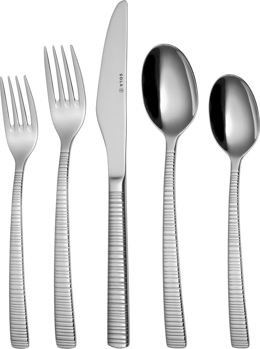 Sola Bestekset Bali - Modern - 9 persoons - 90 delig - Zilverwit Edelstaal 18/10 - RVS - Zilver