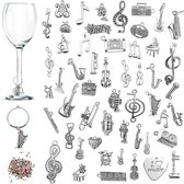 52 pièces/40 pièces pendentifs en verre à vin, mots marqueurs de gobelet et perles colorées pour vin cocktail dégustation de champagne fournitures de fête accessoires de décoration cadeaux, sans pierres précieuses.