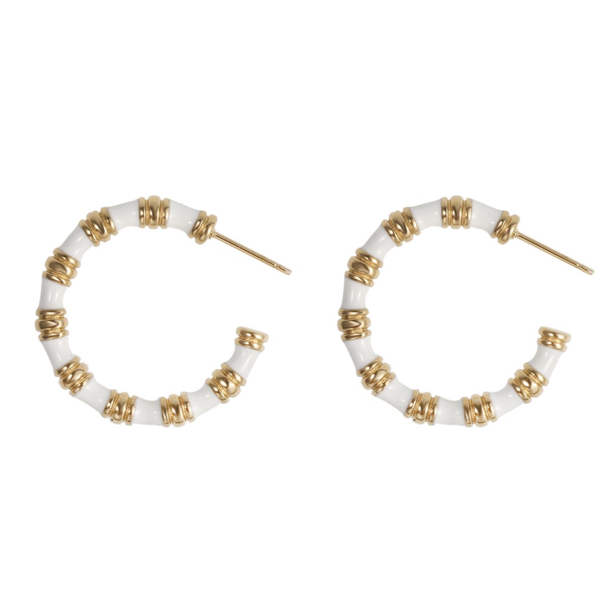 The Jewellery Club - Emily earrings beige - Oorbellen - Dames oorbellen - Stainless steel - Goud - Zwart - 3 cm