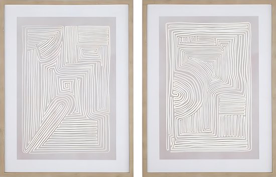 Ter Halle - Schilderij - 3D Art - Witte Lijnen - Tweeluik - 45x60cm