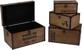 Set de Caisses de rangement en bois Zone of Mission - 4 pièces - Look industriel - qualité lourde - 56cm x 34cm x 29,5cm