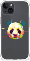 Silicone Hoesje Geschikt voor iPhone 15 Plus Telefoon Hoesje met doorzichtige rand Panda Color