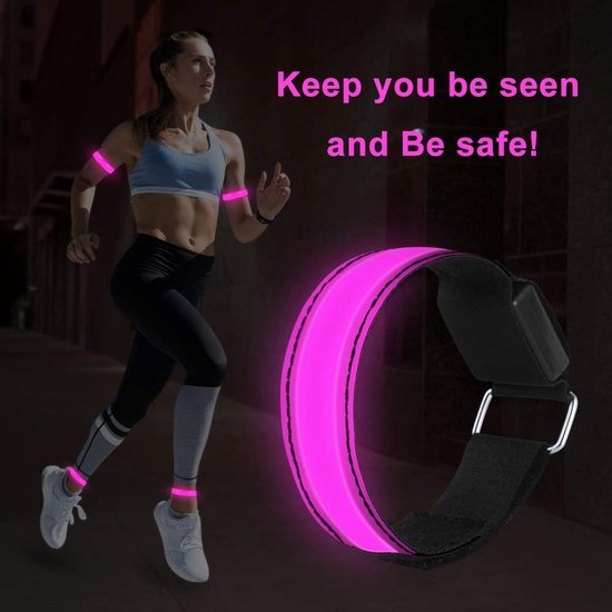 Bracelets de course à LED améliorés (paquet de 2), bracelets réfléchissants  rechargeables par USB, bande lumineuse haute visibilité pour coureurs