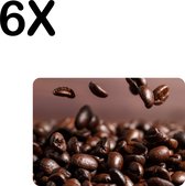 BWK Stevige Placemat - Vallende Koffie Bonen - Set van 6 Placemats - 35x25 cm - 1 mm dik Polystyreen - Afneembaar