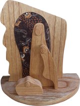 Floz Design Crèche de Noël moderne - Groupe de Noël en bois - Figurines détachées - Combinaison bois et tissu - Fait main et commerce équitable