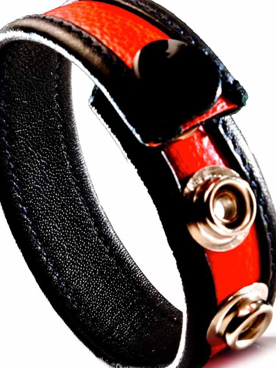 Leren cockstrap zwart-rood cocking voor mannen