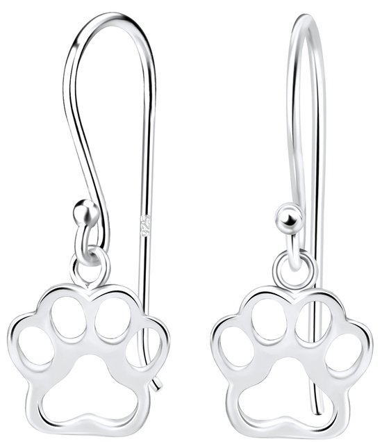 Joie|S - Boucles d'oreilles Silver Cat Dog Animal Paw - Boucles d'oreilles pendantes - Empreinte de patte