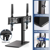 TV-standaard universeel voor 27-32 43 50 55 inch TV, 60° draaibaar & 6 hoogte verstelbaar Tafel TV stand mount voor vlakke & gebogen LCD LED OLED TV, Tafelblad voet Max VESA 400x400mm 40kg