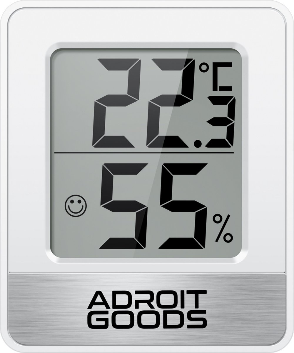 AdroitGoods - Digitale Hygrometer Indoor Thermometer - Wit - Temperatuur Vochtigheid Meter