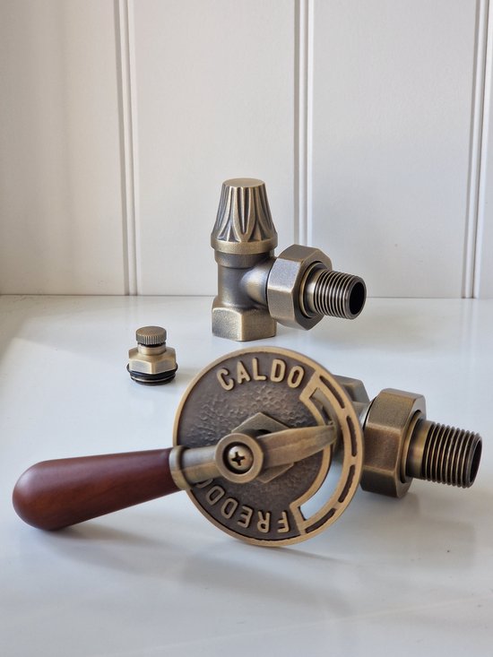 Ancienne vanne de radiateur Freddo - Caldo avec poignée en bois pour  radiateurs en fonte.