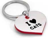 Akyol - i love cats sleutelhanger hartvorm - Katten - mensen met katten - huisdier