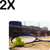 BWK Flexibele Placemat - Tennisballen Onder Tennis Racket - Set van 2 Placemats - 35x25 cm - PVC Doek - Afneembaar