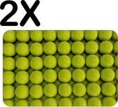 BWK Stevige Placemat - Tennis Ballen op een Rij - Set van 2 Placemats - 45x30 cm - 1 mm dik Polystyreen - Afneembaar