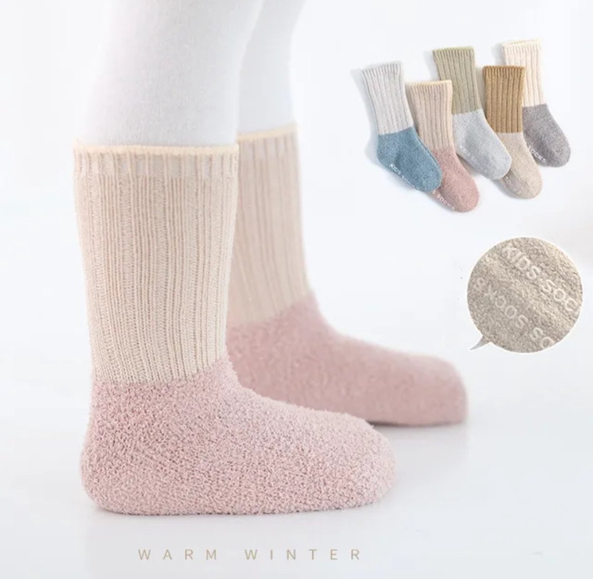 Chausettes thermique enfant - Multi Zwart - Taille 31/34 - Chaussettes hiver  enfant 