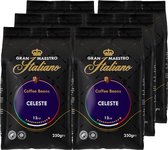 Gran Maestro Italiano - Celeste - Grains de café - Grains pour Espresso et Lungo - Arabica - 6 x 250g