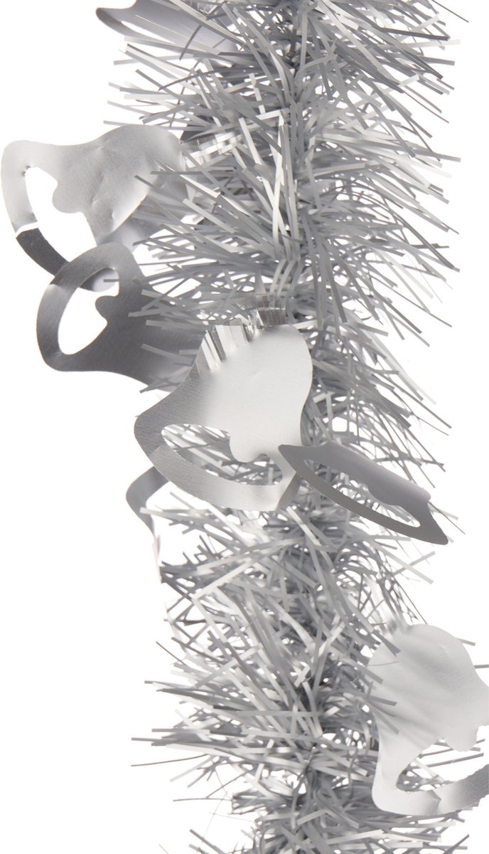Feeric Christmas lametta kerstslingers - 2x - zilver - folie - 200 x 12 cm