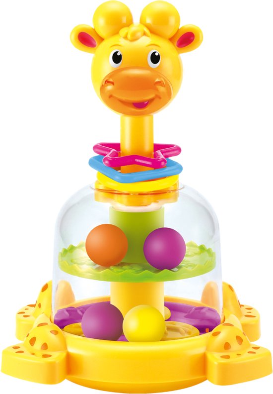 JollyToddler - Rotating Giraffe - Draaiende Giraf - Peuters - Baby - Draaiende Ballen - Kinderspeelgoed - Dieren - Kleuren - Geel van Jollytoddler — afbeelding 2