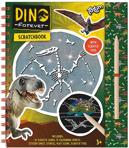Dinosaurus doe boek - kras en kleurboek - jongens - dino's - t-rex - dinosaur - scratchbook met ringband
