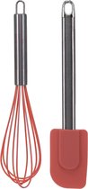 La Cucina Keukengerei set van 2 - garde/pannenlikker - rood - RVS/siliconen - Ca. 26 cm