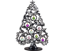 IKO -klein decoratie kerstboompje zwart -met kerstballen -38,5cm -hout