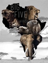Denza - Diamond painting Big Five - big 5 Africa 40 x 50 cm volledige bedrukking ronde steentjes direct leverbaar -leeuw - olifant - tijger - panter - neushoorn - buffel