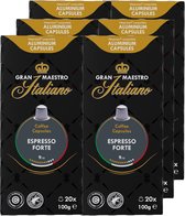 Gran Maestro Italiano - Espresso Forte - Tasses à café - Capsules compatibles Nespresso - Goût puissant - 6 x 20 tasses