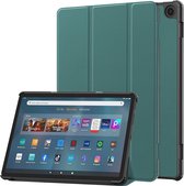 Case2go - Housse de tablette adaptée à Amazon Fire Max 11 (2023) - Étui livre à trois volets - Fonction veille/ Sleep automatique - Vert foncé