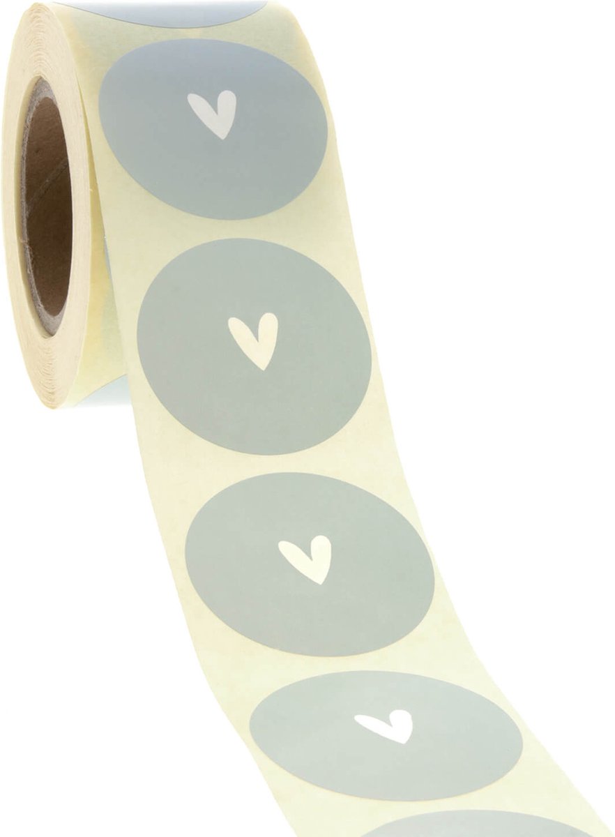 Cadeau stickers - 500 stuks - 'Hartje' Blauw 40mm - Stickers volwassenen - Sluitstickers - Sluitzegel - Ronde stickers op rol