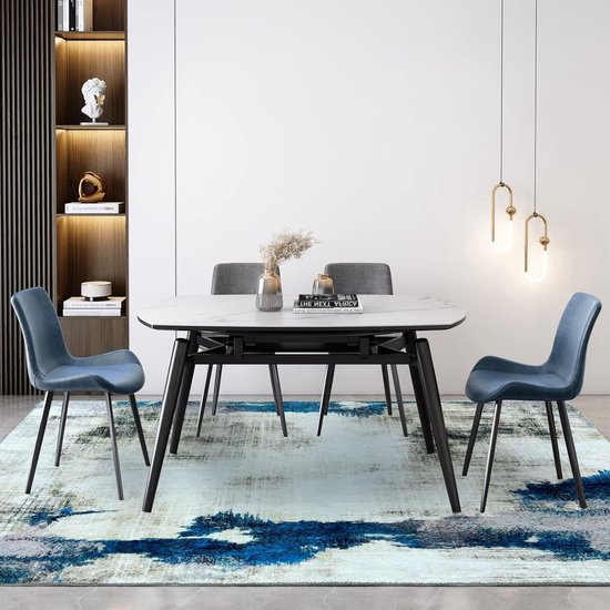Vloerkled Groot Woonkamer, multicoloured,160 x 230 cm, Woonkamertapijt Tapijten Eetkamer Slaapkamer Kinderkamer,Rood Oranje Geel Blauw Abstract Modern Eigentijds Golven