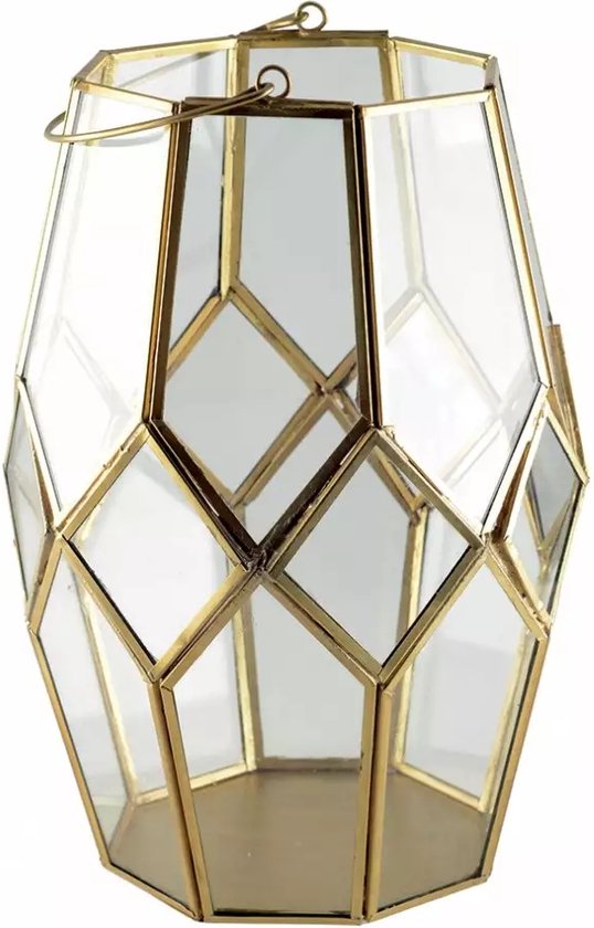 Aulica - Lantaarn Glas met Messing - handgemaakt - 27cm