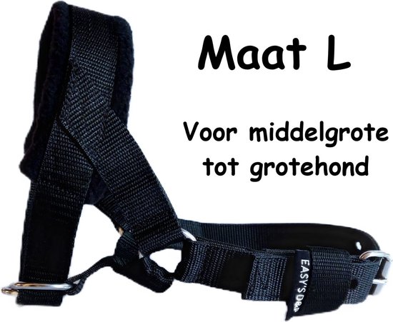 Gentle leader - Zwart - Gevoerd - Maat L - Antitrek hoofdhalster hond - Hoofdhalster hond - Antitrek hond - Trainingshalsband