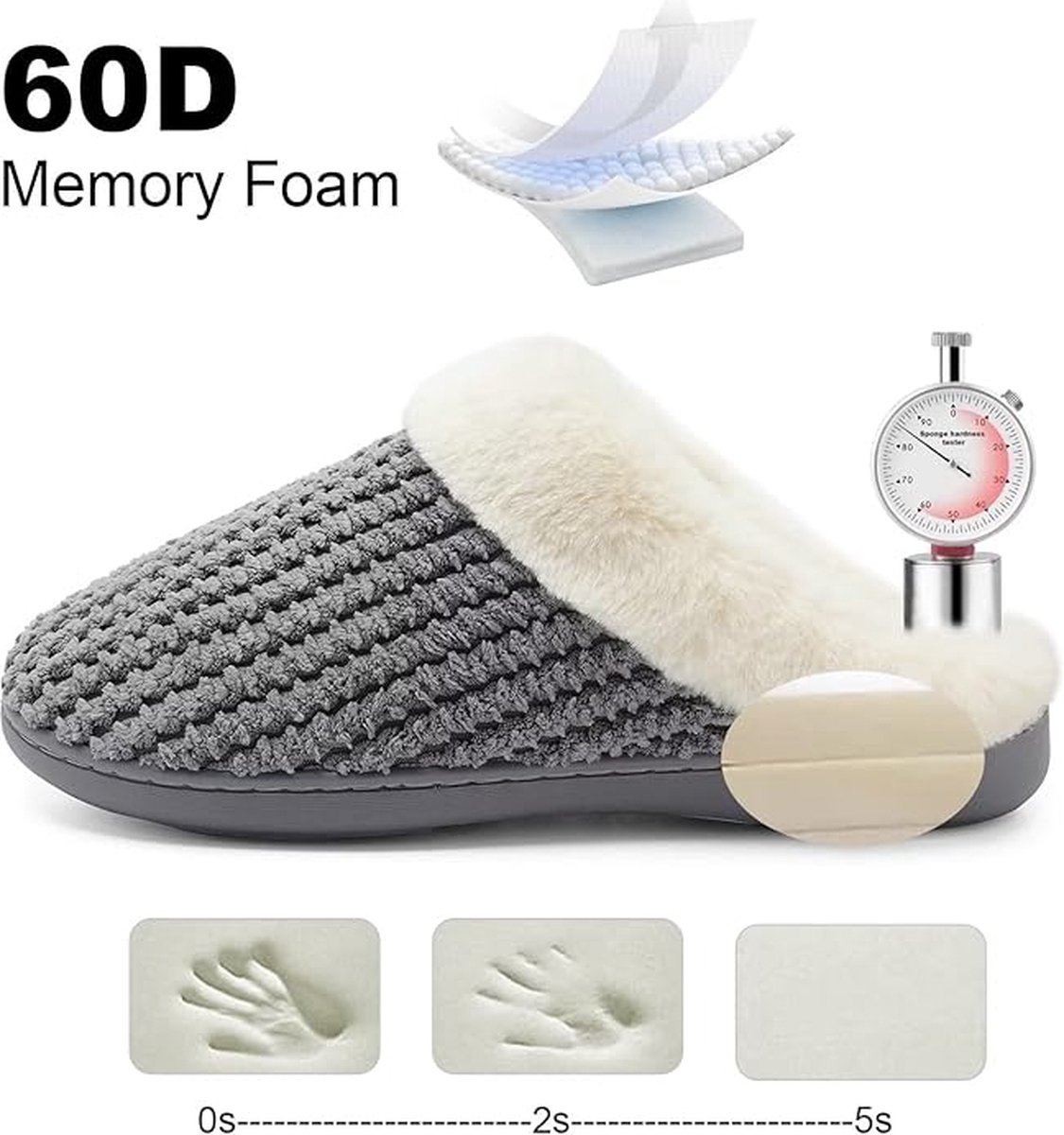 Grijze Textiel pantoffels Antislip zool Maat 39/40 kopen? | Tot 56
